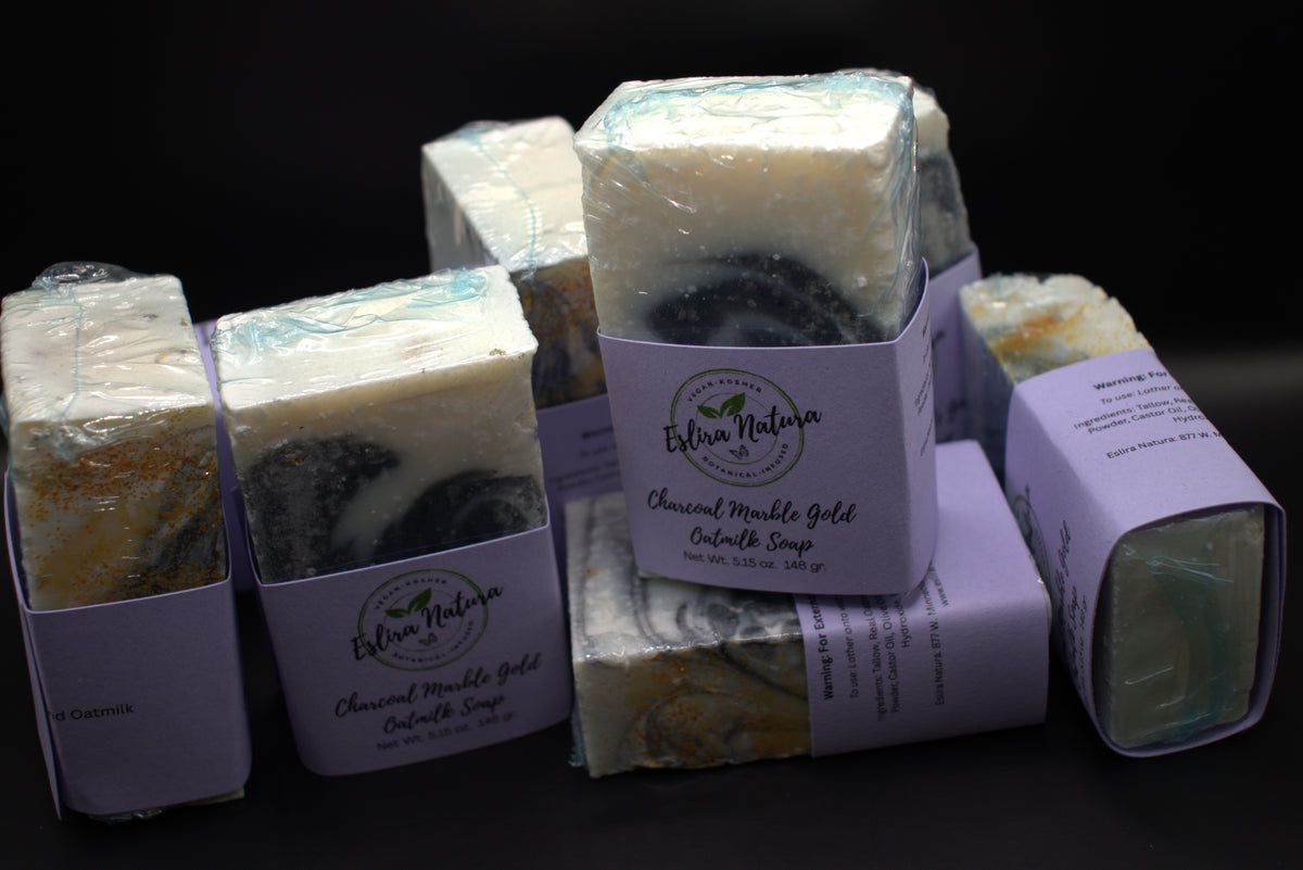 Eslira Natura Charcoal Marble Gold Oatmilk Soap