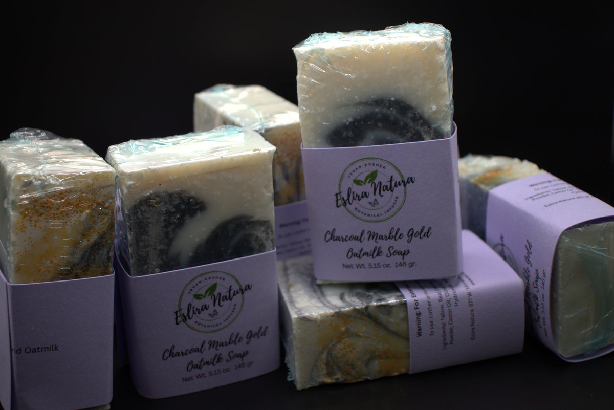 Eslira Natura Charcoal Marble Gold Oatmilk Soap